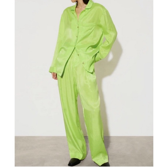 Mara Hoffman Marella Straight Leg Pant Chartreuse NWT Size 4 - Picture 1 of 7